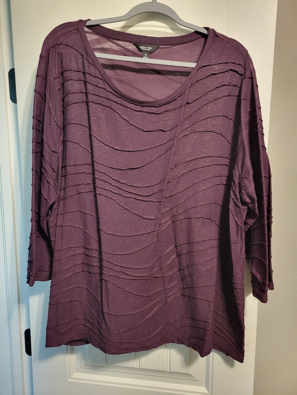 Simply Vera Vera Wang Plum Wave-Textured Boatneck Top